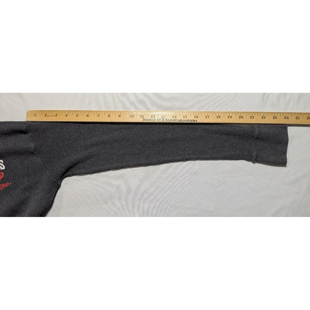 Bar J Wranglers Jackson Hole Wyoming‎ Thermal Hoodie Gray Waffle Knit Large USA